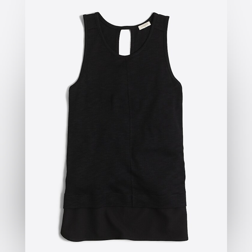 J.Crew Drapey Tank Top With Silky Hem in Black‎
